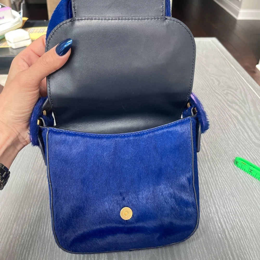 Tory Burch BLUE Mini Pony Hair Shoulder Bag